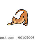 Happy cat stretches color line icon. Pictogram for web page 90105006
