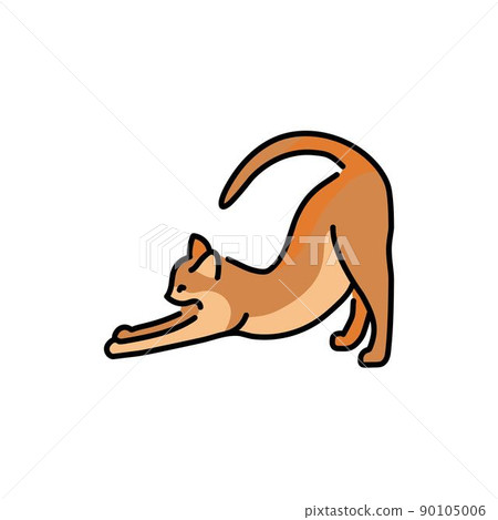 Happy cat stretches color line icon. Pictogram for web page 90105006
