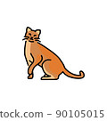 Happy cat sitting color line icon. Pictogram for web page 90105015
