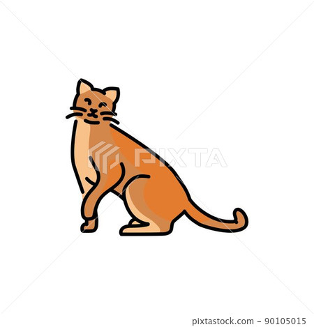 Happy cat sitting color line icon. Pictogram for web page 90105015