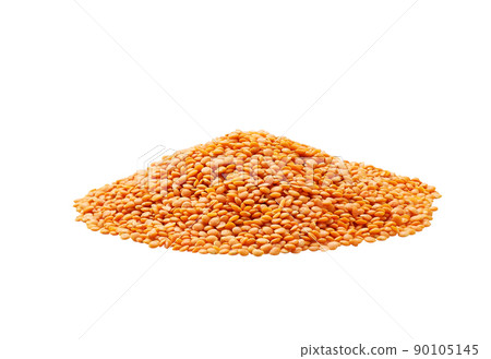 Pile of red lentils isolated on white background. Pile of red lentils isolated on white background. 90105145