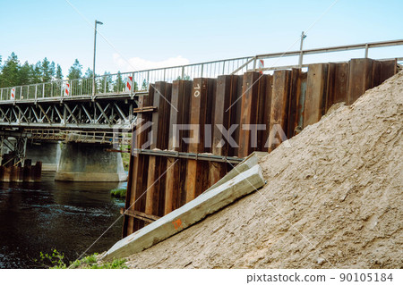 bridge repair and temporary bridge over the river Gauja, Latvia. 90105184