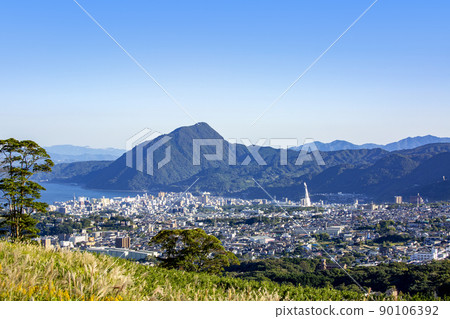 Beppu city area and the view of Beppu Bay 90106392
