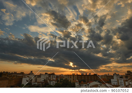 landscape clouds on city sunset landscape clouds on city sunset 90107052