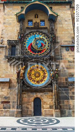 Prague astronomical clock on the Old Town Hall tower, Old Town Square, Prague, Czech republic Prague astronomical clock on the Old Town Hall tower, Old Town Square, Prague, Czech republic 90107709