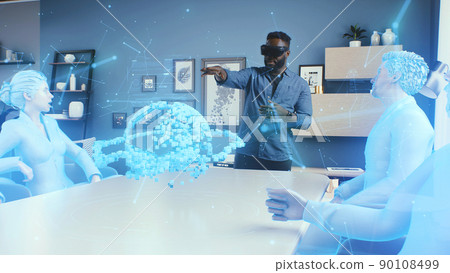 African American man in cyberspace of meta universe African American man in cyberspace of meta universe 90108499