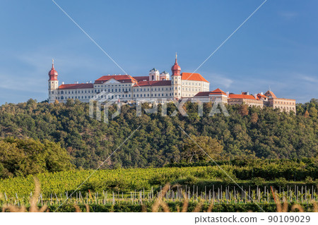 Church of monastery Goettweig near Krems with vineyards in Lower Austria, Wachau, Austria 90109029