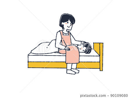 和不下床的孩子溫柔交談的媽媽,支持孩子的溫暖父母,可笑的手寫人 和不下床的孩子溫柔交談的媽媽,支持孩子的溫暖父母,可笑的手寫人 90109080