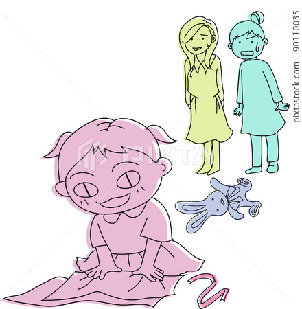 玩禮物包裝紙的孩子,苦笑的朋友,不耐煩的媽媽 玩禮物包裝紙的孩子,苦笑的朋友,不耐煩的媽媽 90110035