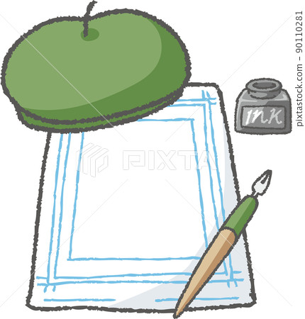 Manga manuscript paper and beret 90110281