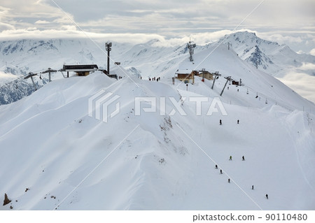 Skiing slopes from the top Skiing slopes from the top 90110480