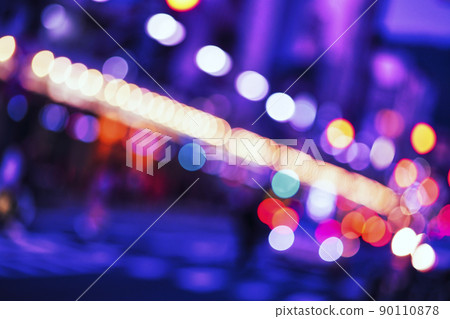 Colorful ball bokeh of street lights Colorful ball bokeh of street lights 90110878