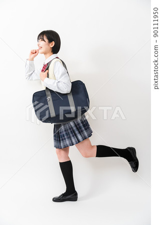 High school girl walking High school girl walking 90111950