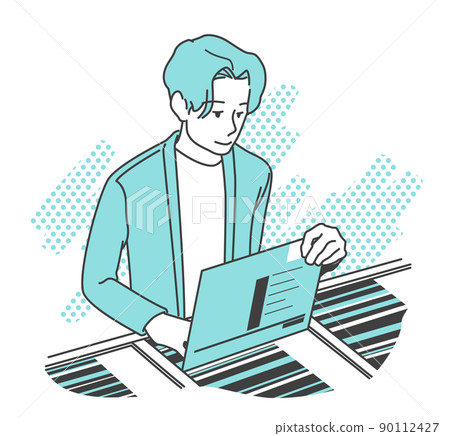 Young men digging and choosing records-hobbies / music 90112427