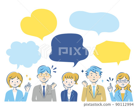 西裝的成功男人和女人微笑框架氣球 3c 90112994