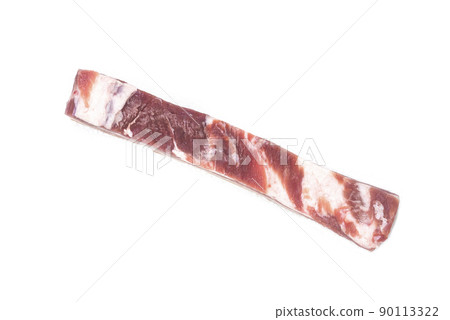 A selected piece of pork belly laid out on a white background A selected piece of pork belly laid out on a white background 90113322