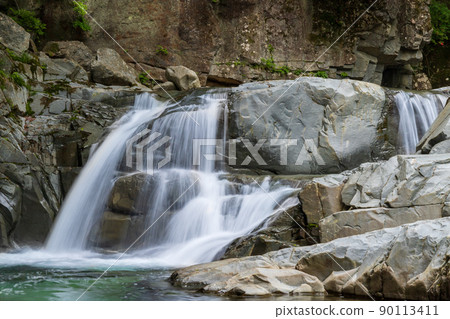 Fresh green Shimizu Valley from Yamanashi City Ichinokama Waterfall (Menotaki) Fresh green Shimizu Valley from Yamanashi City Ichinokama Waterfall (Menotaki) 90113411
