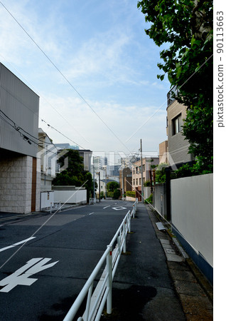 東京澀谷翔都附近一個安靜的豪華住宅區的風景 90113663