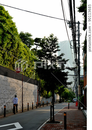 東京澀谷翔都附近一個安靜的豪華住宅區的風景 90113685