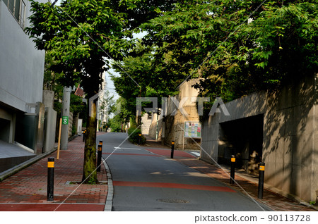東京澀谷翔都附近一個安靜的豪華住宅區的風景 90113728