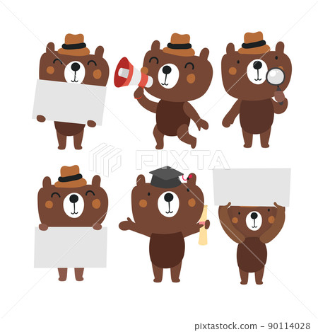 Cute bear cartoon presenting chibi concept Cute bear cartoon presenting chibi concept 90114028