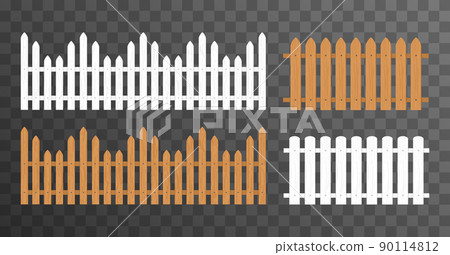 Wooden fence illustration. Farm wood wall yard, cartoon garden. Timber gate background pattern 90114812