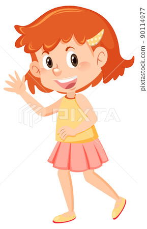 Cute girl with short hair cartoon character 90114977