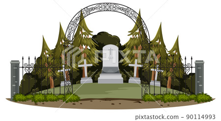 Cemetery graveyard scene isolated 90114993