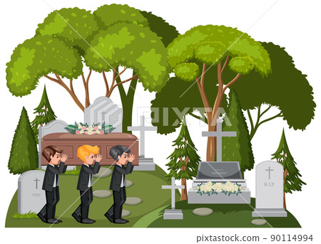 Cemetery graveyard scene isolated 90114994
