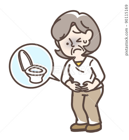 A woman who is hungry with abdominal pain 90115169