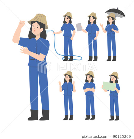 Thai woman smart farmer cartoon presenting concept 90115269