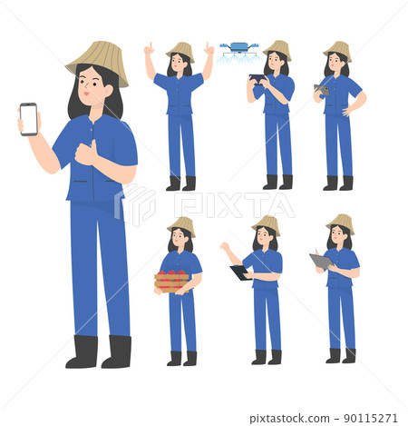 Thai woman smart farmer cartoon presenting concept 90115271