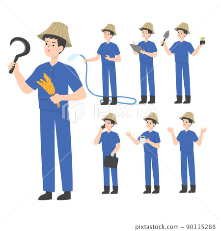 Thai smart farmer cartoon presenting concept Thai smart farmer cartoon presenting concept 90115288