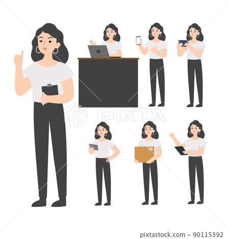 Woman seniors working in the office presenting concept 90115392