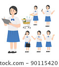 Thai student uniform cartoon presenting concept 90115420