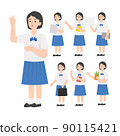 Thai student uniform cartoon presenting concept 90115421