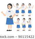Thai student uniform cartoon presenting concept 90115422