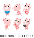 Cute pig character design presenting concept 90115423