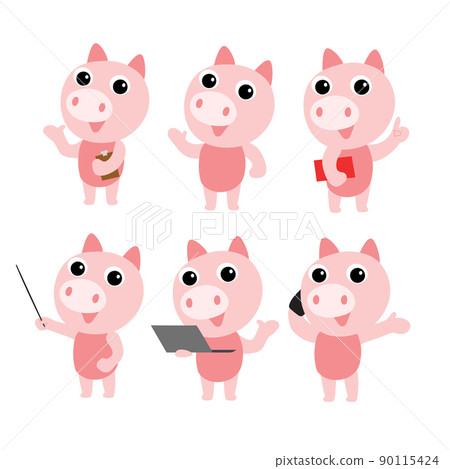 Cute pig character design presenting concept 90115424