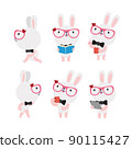 Cute rabbit character design presenting concept 90115427