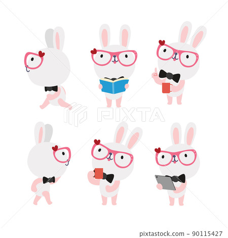 Cute rabbit character design presenting concept Cute rabbit character design presenting concept 90115427