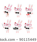Cute rabbit character design presenting concept 90115449