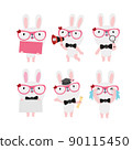 Cute rabbit character design presenting concept 90115450