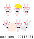 Cute rabbit character design presenting concept 90115451