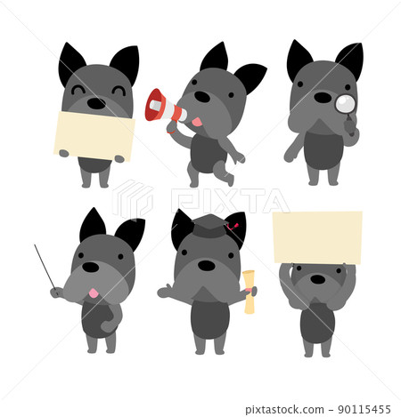 Cute black dog character design presenting concept 90115455