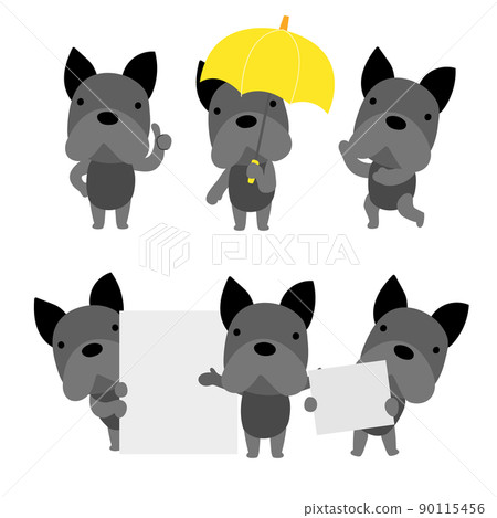 Cute black dog character design presenting concept Cute black dog character design presenting concept 90115456