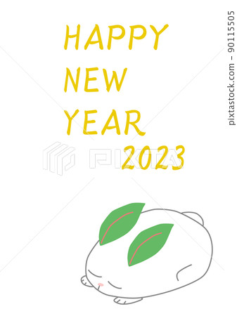 New Year's card material for round rabbits with closed eyes New Year's card material for round rabbits with closed eyes 90115505