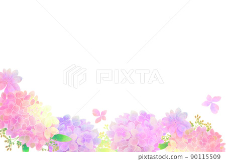 Antique pink hydrangea frame (white background) - Stock Illustration ...