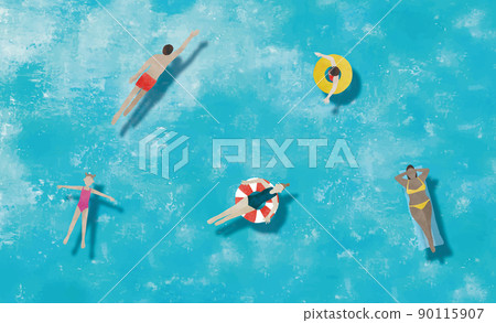 People swimming in the sea watercolor painting People swimming in the sea watercolor painting 90115907