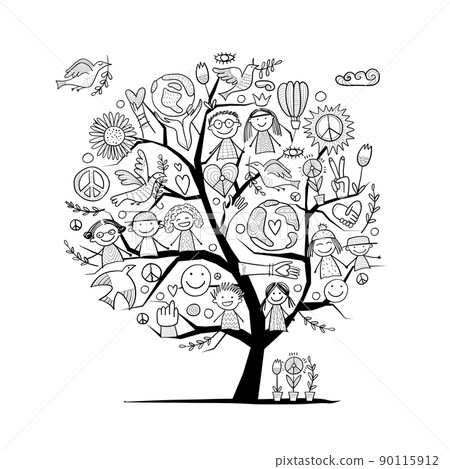 International peace day. Art tree concept for your design 90115912